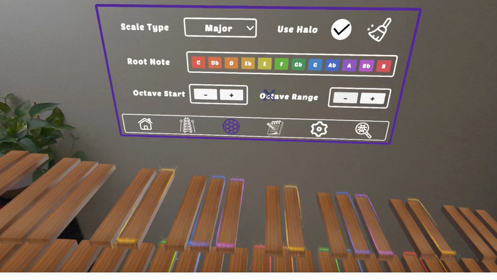 This figure showcases the assistive scale tool user interface and halo visualization option utilized in Session 3.